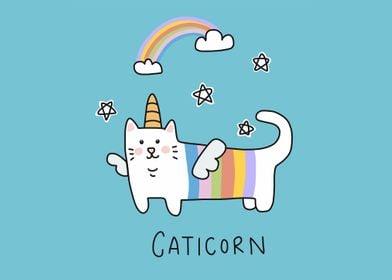 Caticorn rainbow cartoon