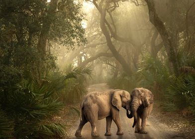 Couples of elephant