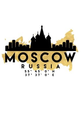 Moscow Map Skyline Russia