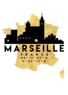 Marseille Map Skyline