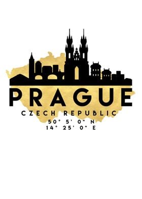 Prague Map Skyline