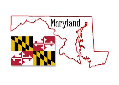 Maryland State Map Flag