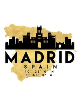 Madrid Map Skyline Spain