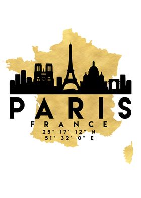 Paris Map Skyline France