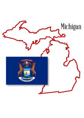 Michigan State Map Flag