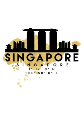 Singapore Map Skyline