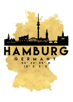 Hamburg Map Skyline