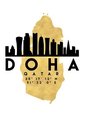 Doha Map Skyline Qatar