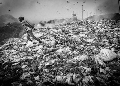 Young man at dump site