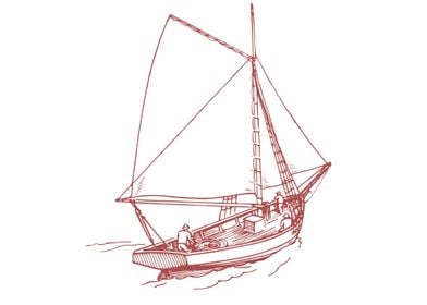 vintage art of ship boat