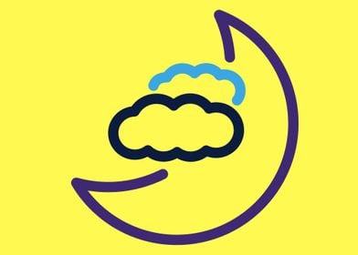 cute moon with cloud