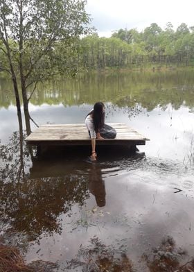 Kirirom Lake with girl