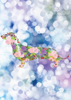 Sparkling Floral Dachshund