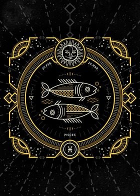 Zodiac vintage Pisces