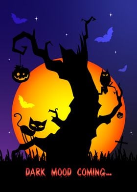 Halloween Scary Tree Owl