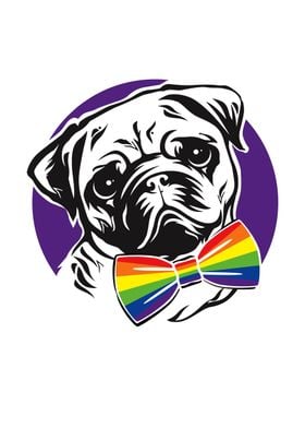 Dog with rainbow bow tie