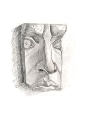 Gypsum face drawing