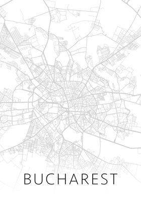 Bucharest Bw Map Poster By Design Turnpike Displate