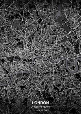 london city map black
