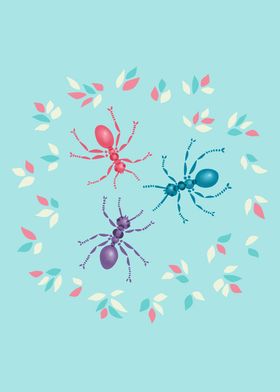 Cute Ants In Pastel Tones