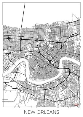 New Orleans Map White