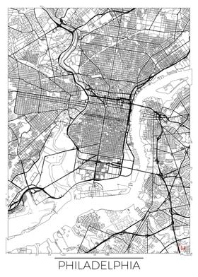 Philadelphia Map White