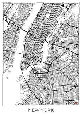 New York Map White