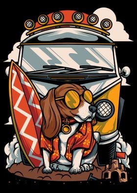 Beagle Dog Surfer Holiday