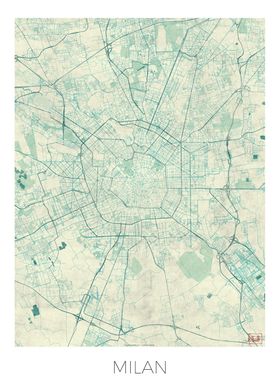 Milan Map Blue