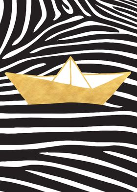 Gold Zebra Paper Boat Gold