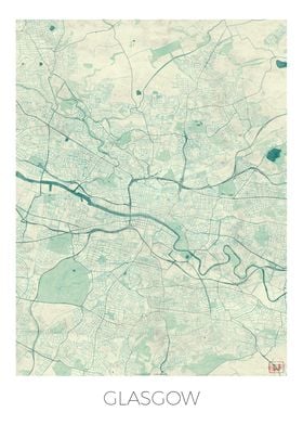 Glasgow Map Blue