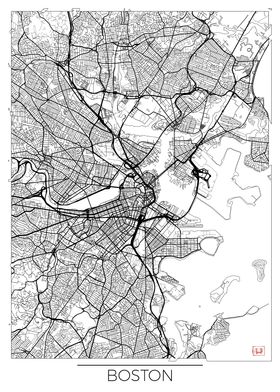 Boston Map White