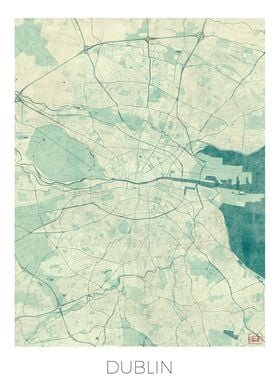 Dublin Map Blue