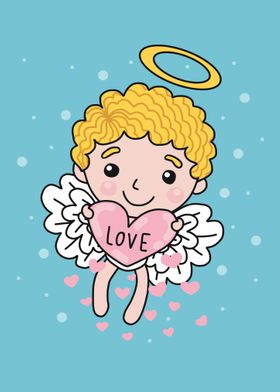 Cupid love heart cartoon