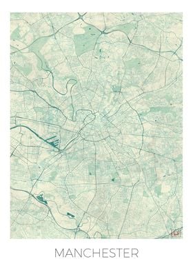 Manchester Map Blue