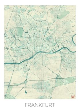 Frankfurt Map Blue