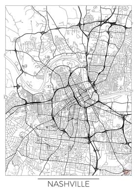 Nashville Map White