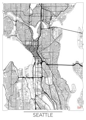 Seattle Map White