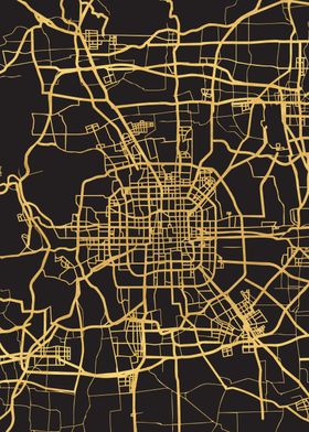 Beijing Map China Gold