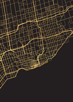 Toronto Map Canada Gold