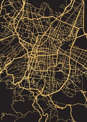 Mexico City Map Gold