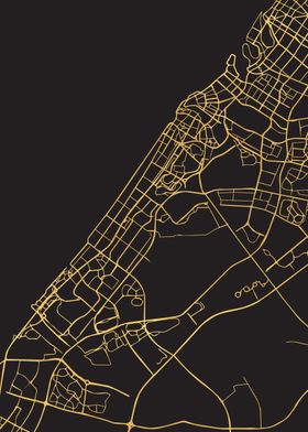 Dubai Map UAE Gold