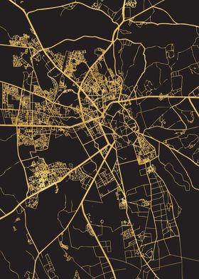 Marrakesh Map Morocco Gold