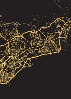 Panama City Map Gold