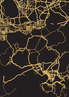 Hong Kong Map Gold