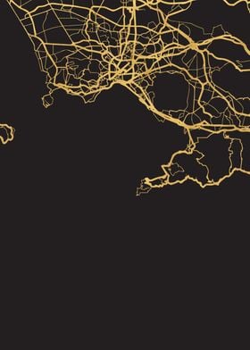 Naples Map Italy Gold