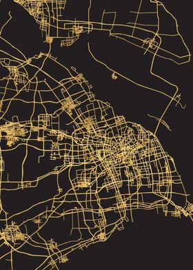 Shanghai Map China Gold