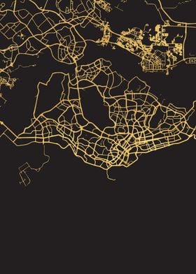 SIngapore Map Gold