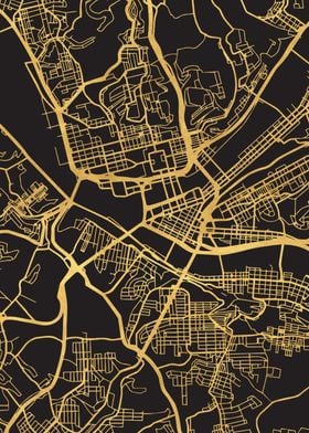 Pittsburgh Map Gold