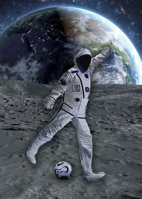 astronaut with football